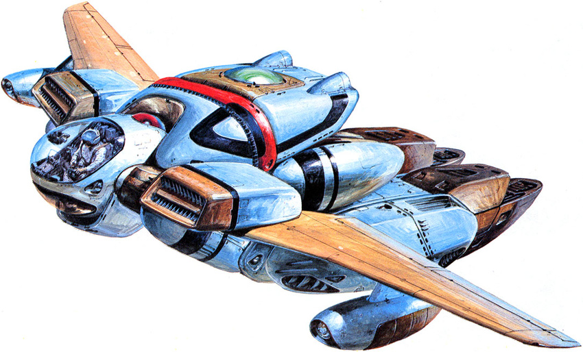 choujikuu_seiki_orguss cockpit flying helmet katsuragi_kei mecha no_humans official_art orguss orguss_(mecha) pilot pilot_suit production_art realistic scan science_fiction simple_background solo takani_yoshiyuki traditional_media