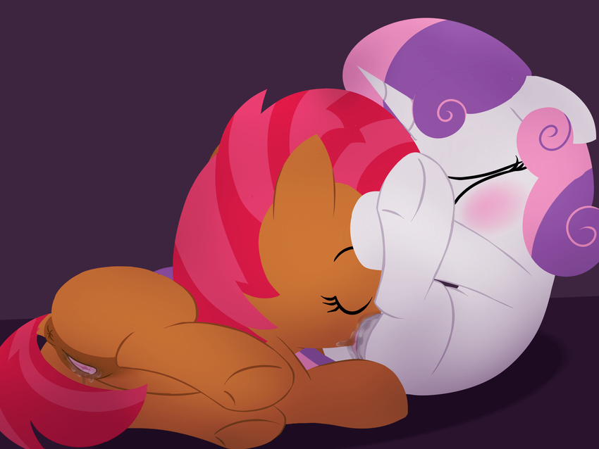 anus babs_seed_(mlp) blush clitoris cub cunnilingus dock dtcx97 duo earth_pony equine eyes_closed female feral friendship_is_magic horn horse lesbian mammal my_little_pony oral pony puffy_anus pussy pussy_juice sex sweetie_belle_(mlp) underhoof unicorn vaginal young