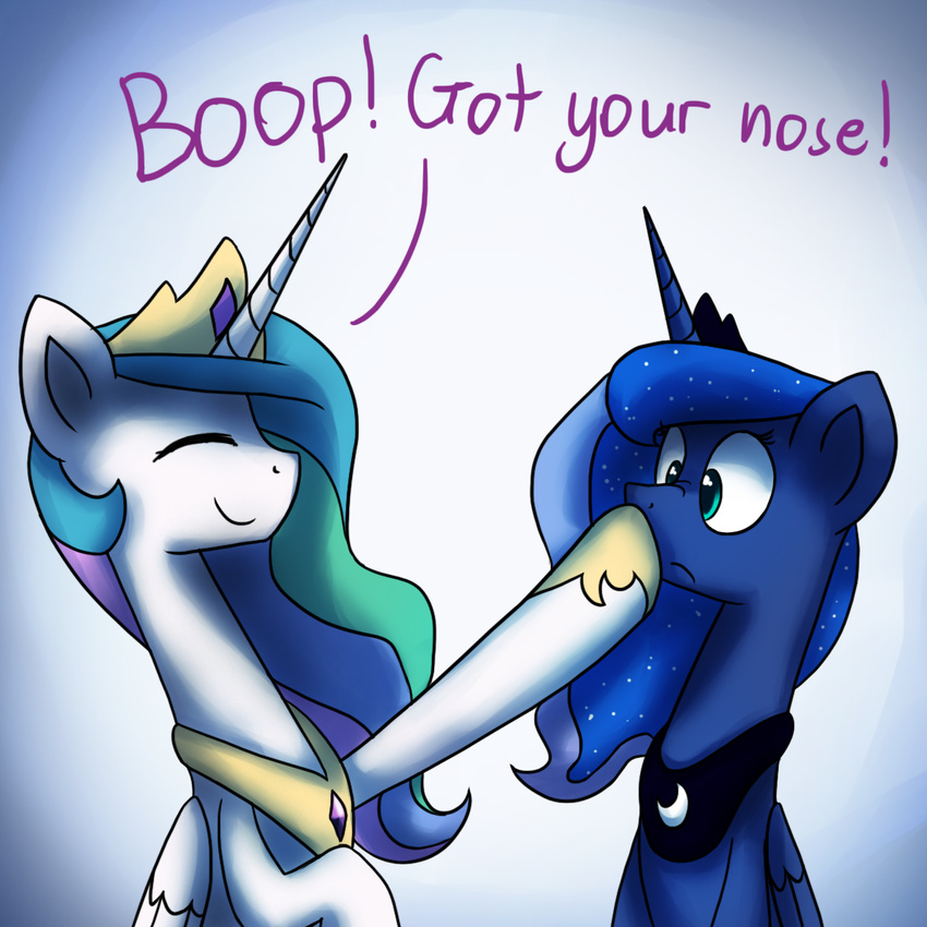 2015 anticularpony duo english_text equine female feral friendship_is_magic horn mammal my_little_pony princess_celestia_(mlp) princess_luna_(mlp) text winged_unicorn wings