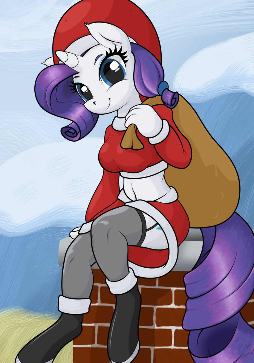 2014 anthro christmas equine female friendship_is_magic holidays horn looking_at_viewer mammal my_little_pony niggerfaggot rarity_(mlp) smile solo unicorn