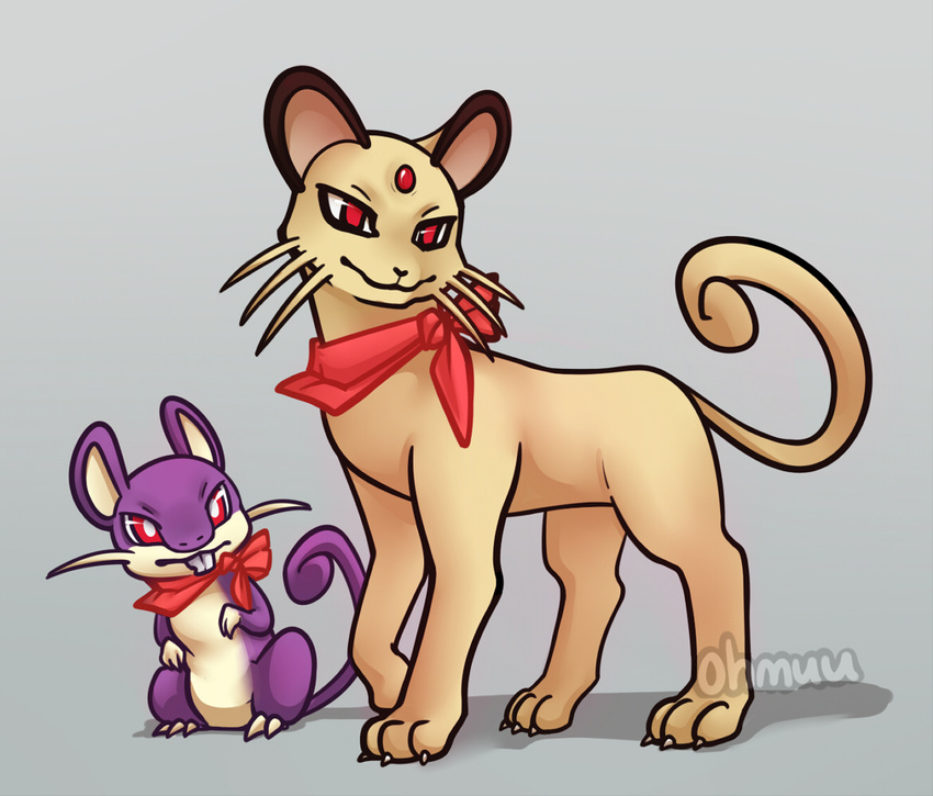 ambiguous_gender digital_media_(artwork) duo nintendo ohmuu persian pok&eacute;mon rattata red_eyes size_difference video_games