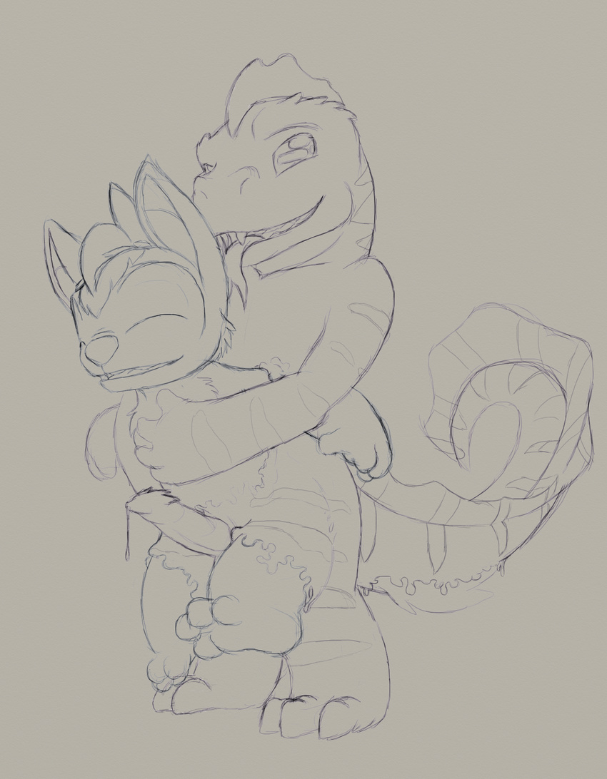 absorption alien anthro cradling dripping duo erection experiment_(species) eyes_closed fan_character full-length_portrait goo hug jayton lizard male merging monochrome ovni penis petrock pointy_ears precum reptile scalie standing tongue tongue_out