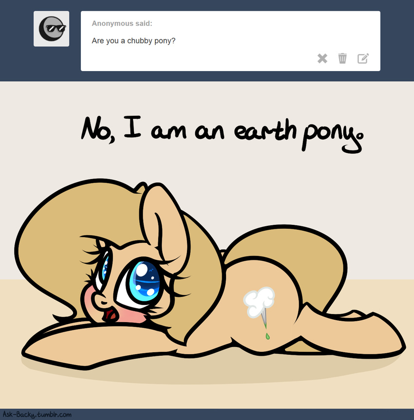 2014 backy butt cute earth_pony english_text equine fan_character female feral horse lying mammal my_little_pony pony slavedemorto solo text