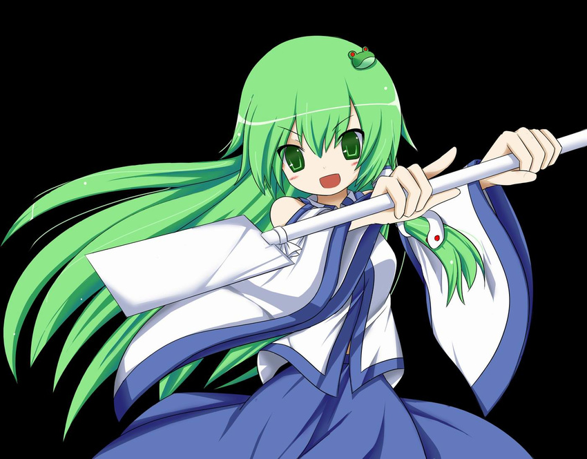 amemiya_ruki bad_id bad_pixiv_id colorized green_eyes green_hair kochiya_sanae long_hair miko_machi solo touhou