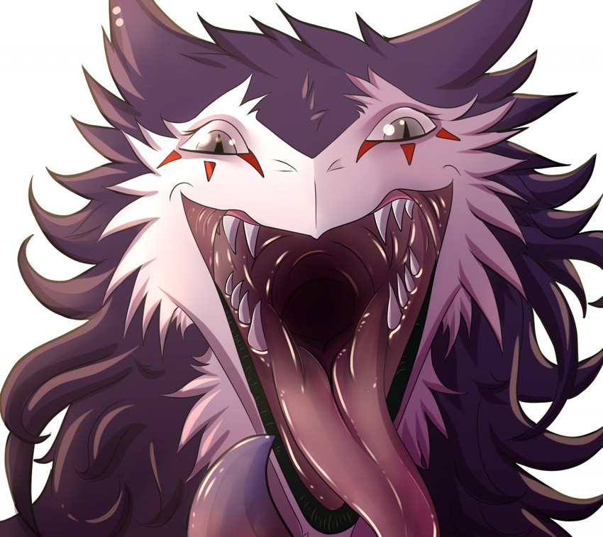 2014 female first_person_view fur hair kanevex looking_at_viewer open_mouth prevore saliva sergal sharp_teeth solo teeth tongue tongue_out