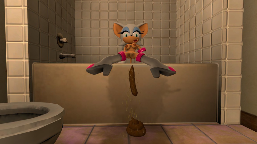 2014 3d anthro areola bat big_breasts breasts erect_nipples feces female gmod green_eyes mammal nipples peeing pooping pussy rouge_the_bat scat scatnonymous sega solo sonic_(series) sonic_the_hedgehog urine watersports