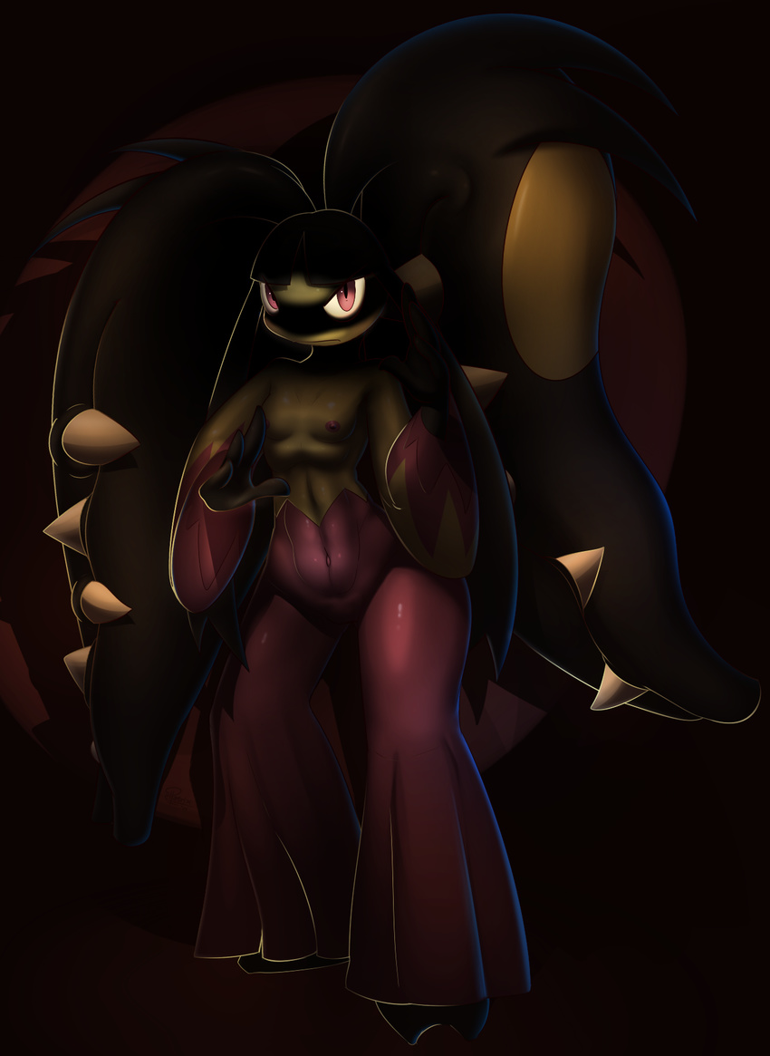 2014 anthro anthrofied breasts elpatrixf female mawile mega_evolution mega_mawile nintendo nipples nude pok&eacute;mon red_eyes solo video_games