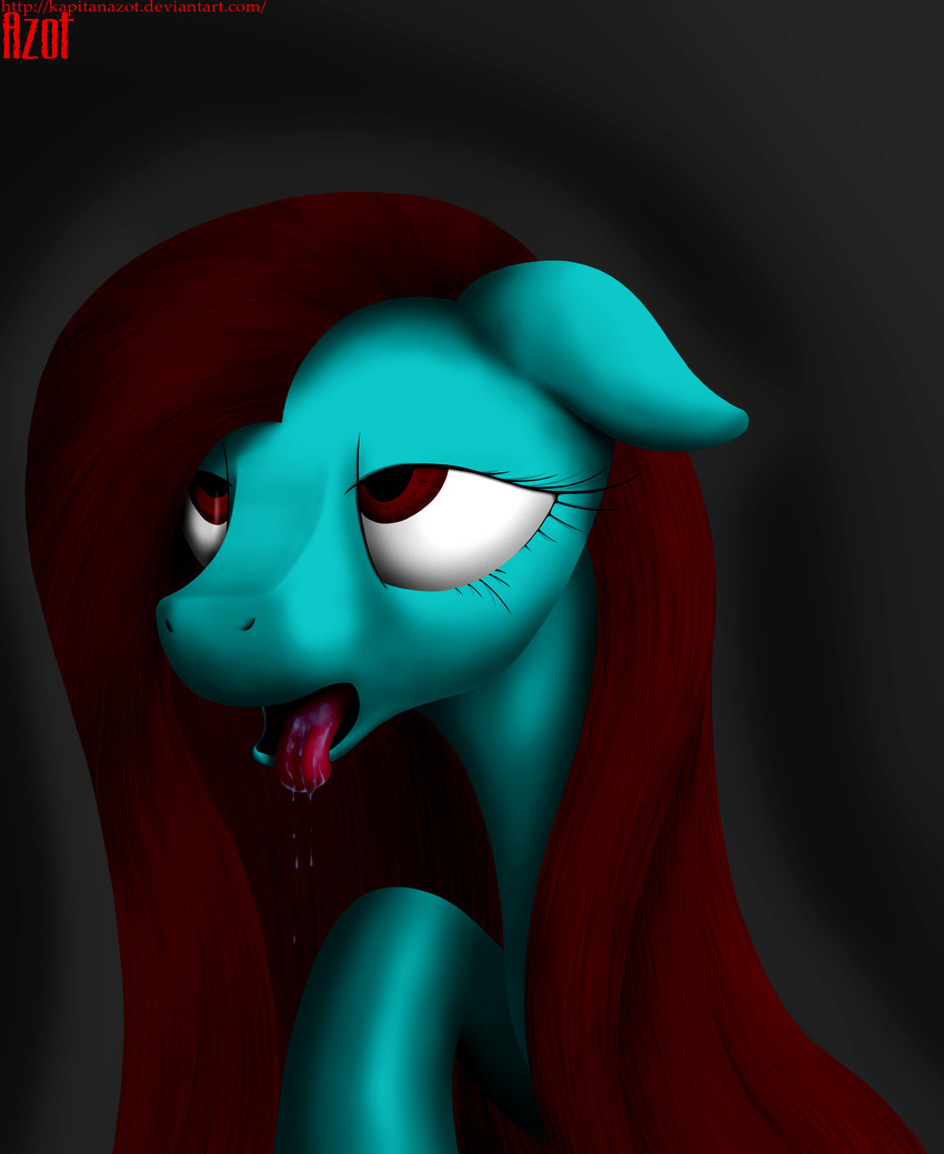 equine fan_character female feral hair hi_res horse kapitanazot long_hair mammal my_little_pony open_mouth pony red_hair saliva slobber solo tongue tongue_out