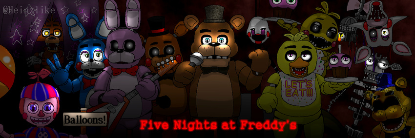 animatronic anthro balloon_boy_(fnaf) bonnie_(fnaf) chica_(fnaf) creepy cupcake_(fnaf) female five_nights_at_freddy's five_nights_at_freddy's_2 foxy_(fnaf) freddy_(fnaf) golden_freddy_(fnaf) group machine male mangle_(fnaf) marionette_(fnaf) mechanical robot stare toy_bonnie_(fnaf) toy_chica_(fnaf) toy_freddy_(fnaf)