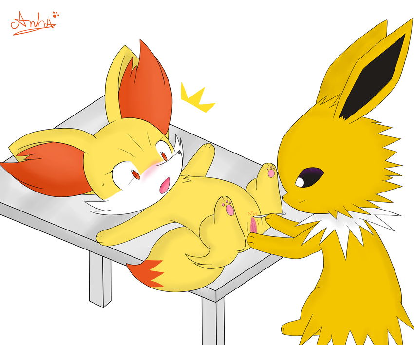 blush circumcision crystaltail duo eeveelution female fennekin feral jolteon male nintendo paws pok&eacute;mon pussy scalpel surgery video_games