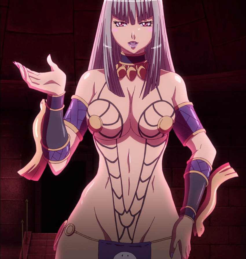 1girl anarista breasts highres large_breasts long_hair queen's_blade queen's_blade smile solo standing stitched