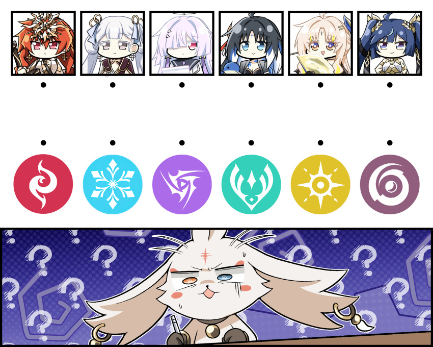 6+girls abby_(wuthering_waves) augusta_(wuthering_waves) black_hair blonde_hair blue_eyes blue_hair breasts closed_mouth commentary_request confused earrings english_commentary folding_fan grey_hair hair_over_one_eye hand_fan headgear highres iuno_(wuthering_waves) jewelry jinhsi_(wuthering_waves) korean_commentary medium_breasts mixed-language_commentary mornye_(wuthering_waves) multiple_girls orange_hair red_eyes smile suisui_(wuthering_waves) tacet_mark_(wuthering_waves) twintails white_hair windy_(jazz9207) wuthering_waves yangyang_(wuthering_waves) yangyang_(xuanling)_(wuthering_waves)