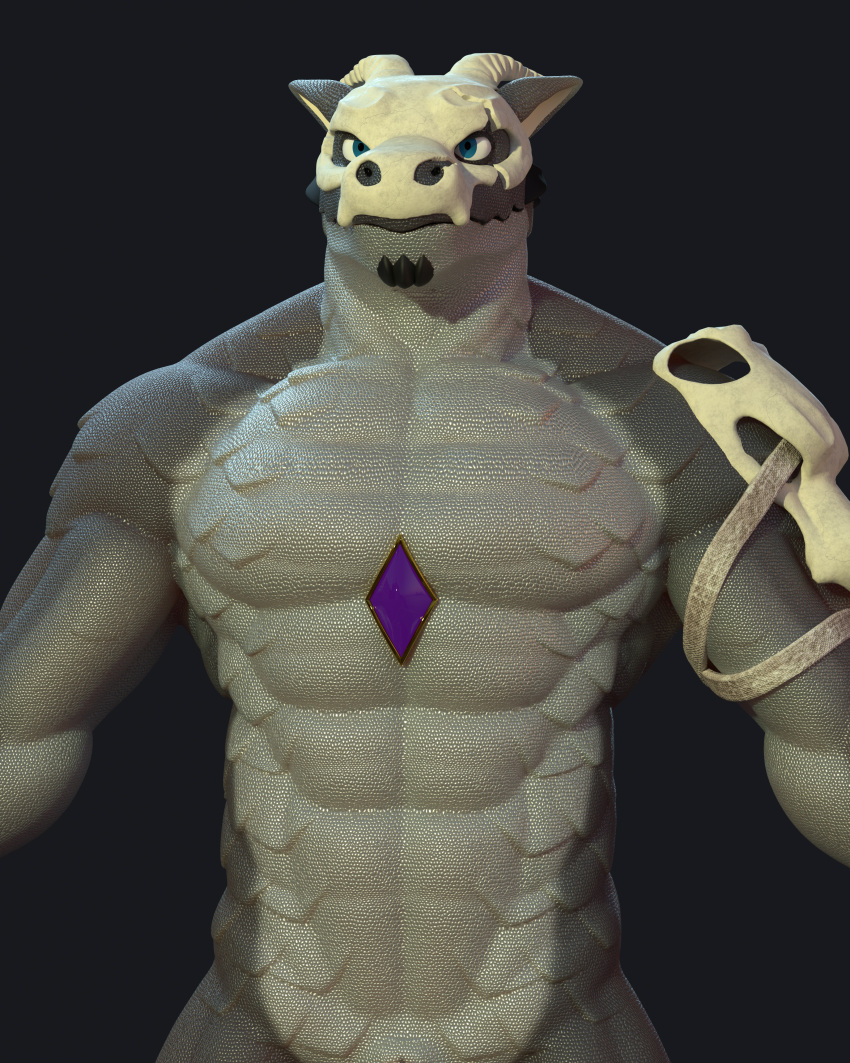 3d_(artwork) 4:5 abs absurd_res anthro bone bone_mask broad_shoulders defined_muscles digital_media_(artwork) dragon front_view gem grey_background grey_body hi_res horn huge_filesize lidwit_(vee_eri) looking_at_viewer male male/male male_anthro mask muscular muscular_anthro muscular_male mythological_creature mythological_scalie mythology nude pecs pectoral_(jewelry) pointy_ears scales scalie simple_background skull solo xr0n0s