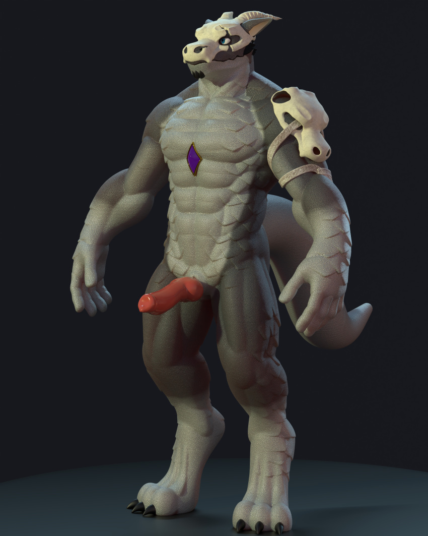 3d_(artwork) 4:5 abs absurd_res anthro belly big_belly big_feet big_muscles big_pecs bone bone_mask broad_shoulders claws defined_muscles digital_media_(artwork) digitigrade dragon english_text erection feet front_view full-length_portrait gem genitals grey_background grey_body hi_res horn huge_filesize knot knotted_penis lidwit_(vee_eri) long_tail looking_at_viewer male male_anthro mask muscular muscular_anthro muscular_arms muscular_legs muscular_male mythological_creature mythological_scalie mythology nude pecs pectoral_(jewelry) penis pointy_ears portrait purple_gem scales scalie shoulder_armor simple_background skull slit_penis solo tail text thick_neck toe_claws xr0n0s
