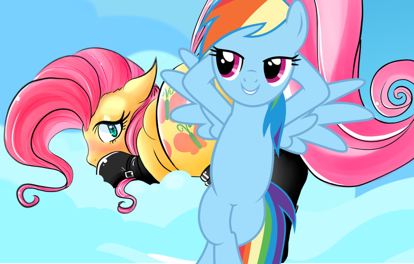 2015 bdsm blue_eyes blush bottomless censored clothed clothing creative_censorship cutie_mark equine female feral fluttershy_(mlp) friendship_is_magic fur galladexd gloves hair half-dressed horse legwear long_hair looking_at_viewer mammal my_little_pony pony rubber shoes solo stockings wings