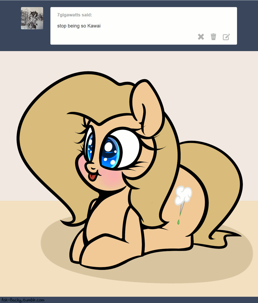 2014 animated backy butt cute digital_media_(artwork) earth_pony english_text equine fan_character female feral horse lying mammal my_little_pony pony slavedemorto solo text