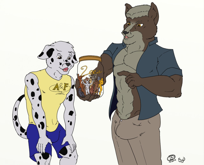 anthro beachfox bulge canine dalmatian dog duo imminent_vore macro male mammal micro penis size_difference sydneysnake vore wolf