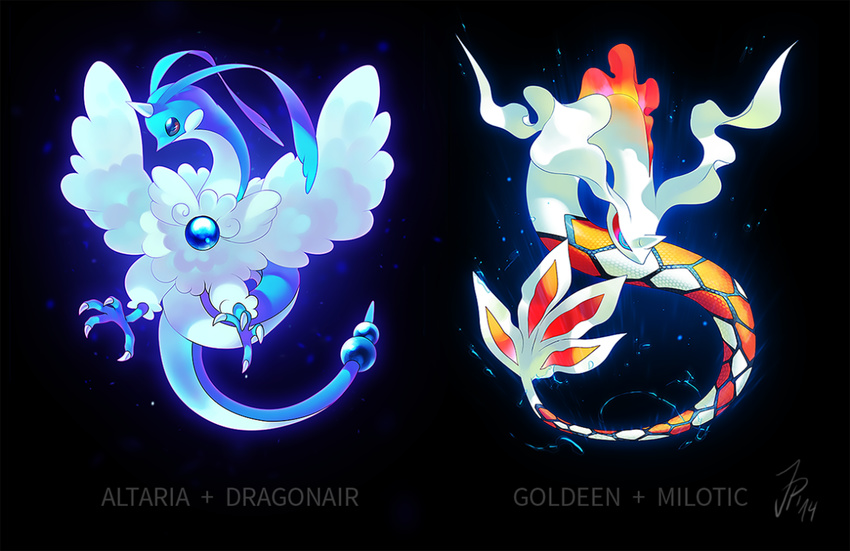 altaria ambiguous_gender avian blue_eyes cat-meff dragon dragonair duo feral fish fusion goldeen marine milotic nintendo pok&eacute;mon sea_serpent video_games