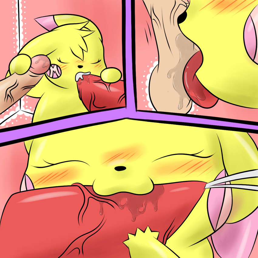 2013 alternate_color blush cum cum_in_mouth cum_inside cumshot disembodied_penis fan_character fellatio feral glory_hole group humanoid_penis licking male milachu milachu92 nintendo oral orgasm penis pikachu pok&eacute;mon saliva sex solo_focus tongue tongue_out video_games