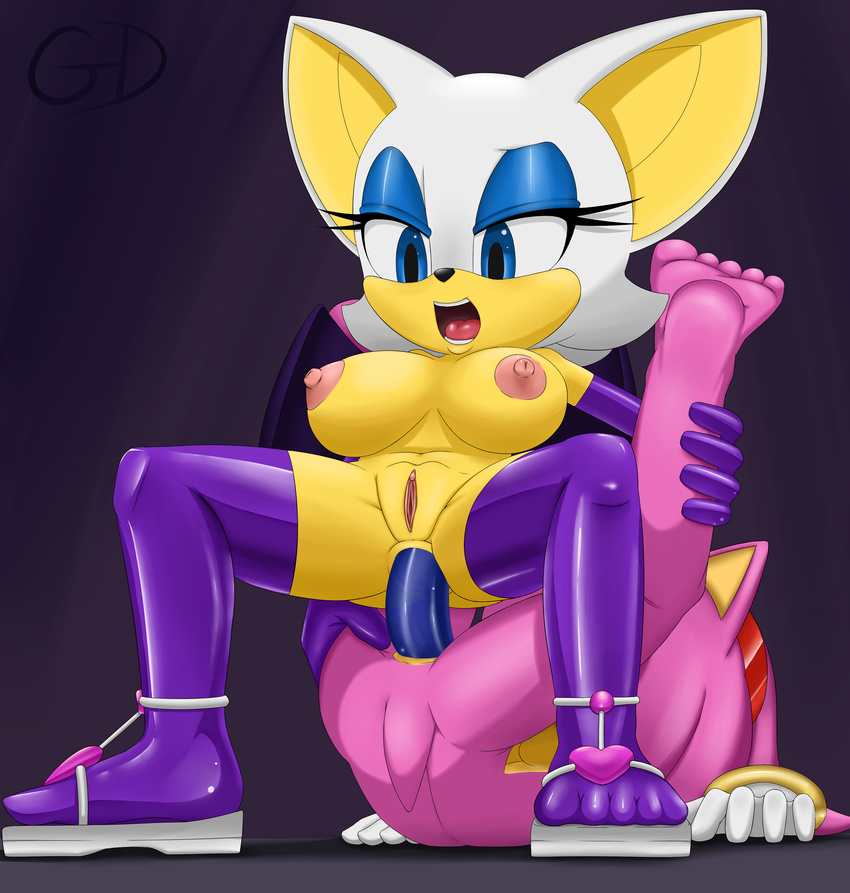 2014 amy_rose anal anal_penetration anthro anus areola bat big_breasts breasts dildo double_dildo duo erect_nipples female gevind hedgehog lesbian mammal nipples nude penetration pussy rouge_the_bat sega sex sex_toy sonic_(series) wings