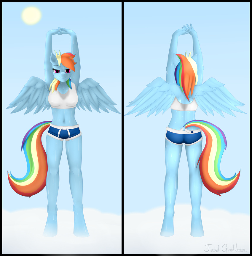 2014 absurd_res anthro anthrofied breasts butt clothing equine female formal_gentleman friendship_is_magic fur hair hi_res looking_at_viewer mammal multicolored_hair my_little_pony outside pegasus rainbow_dash_(mlp) rainbow_hair wings