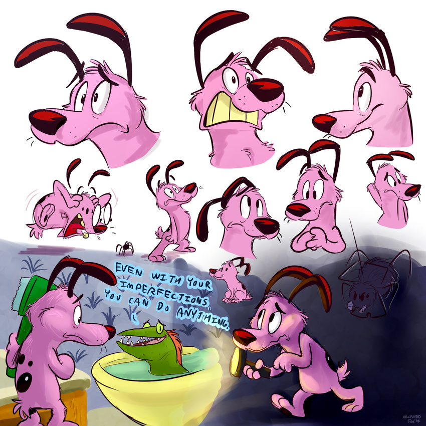 arachnid arthropod canine cartoon courage courage_the_cowardly_dog cute dog english_text flashlight male mammal scared spider text thedoggygal toilet