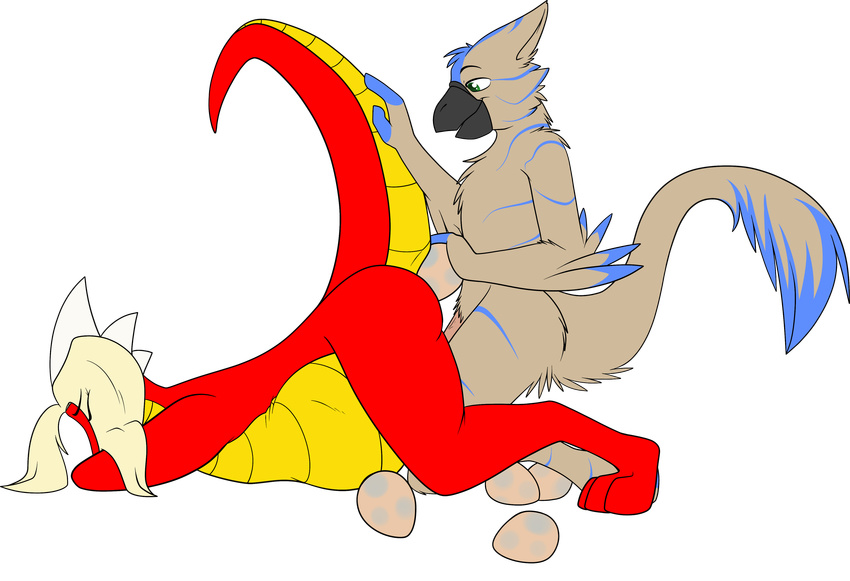 abdominal_bulge alpha_channel anthro avian beak bird butt dragon duo egg egg_insertion erection feathers insertion kona male nude oviposition paws penetration penis ranger_(artist) ranger_(character) scalie smile stripes