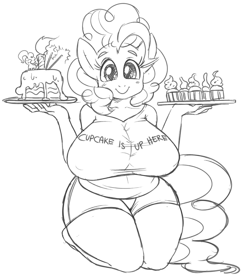 2014 anthro big_breasts breasts cake chubby cupcake doggie999 earth_pony equine female food friendship_is_magic horse huge_breasts looking_at_viewer mammal my_little_pony pinkie_pie_(mlp) pony smile solo