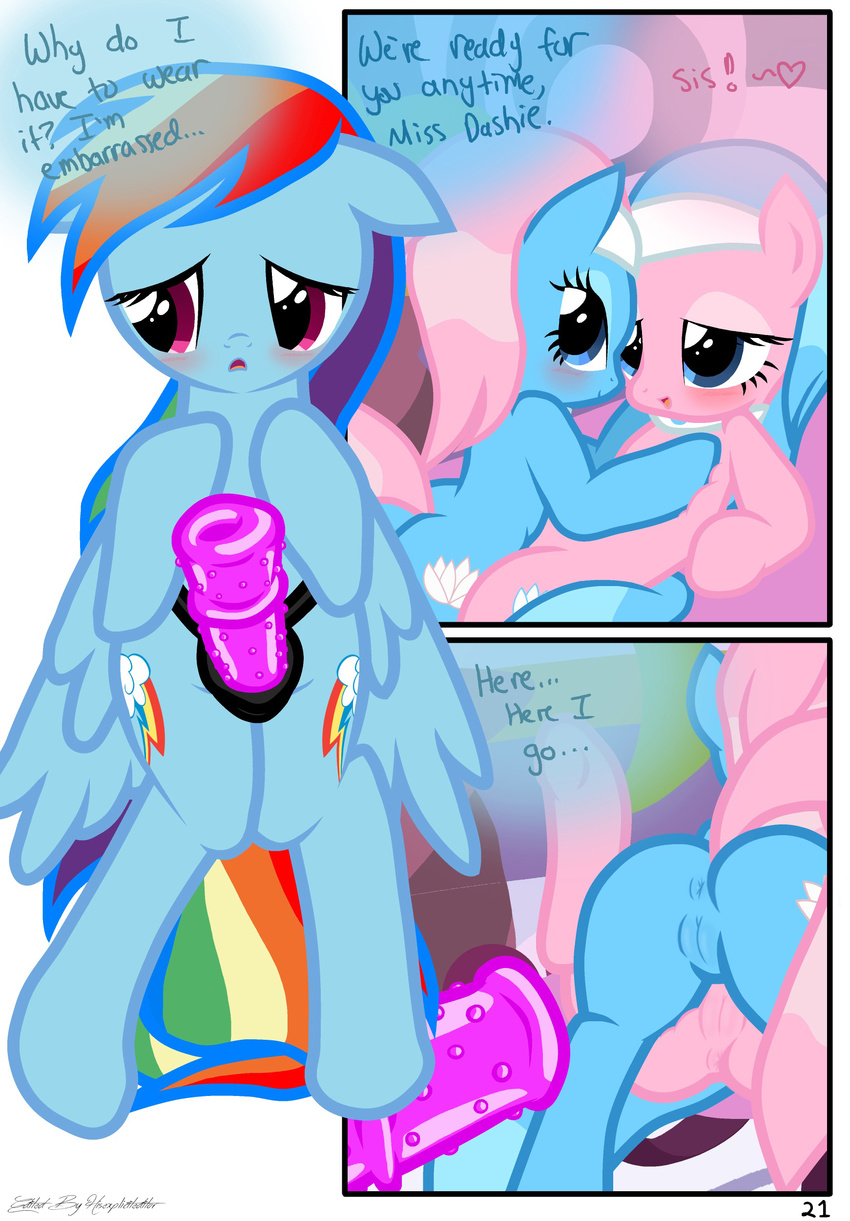 aloe_(mlp) anus blush comic cutie_mark dialogue dildo edit english_text equine female feral friendship_is_magic group group_sex hisexpliciteditor horse lesbian lotus_(mlp) mammal my_little_pony pegasus pony presenting pussy pyruvate rainbow_dash_(mlp) sex sex_toy sibling spa strapon text threesome twins vaginal wings