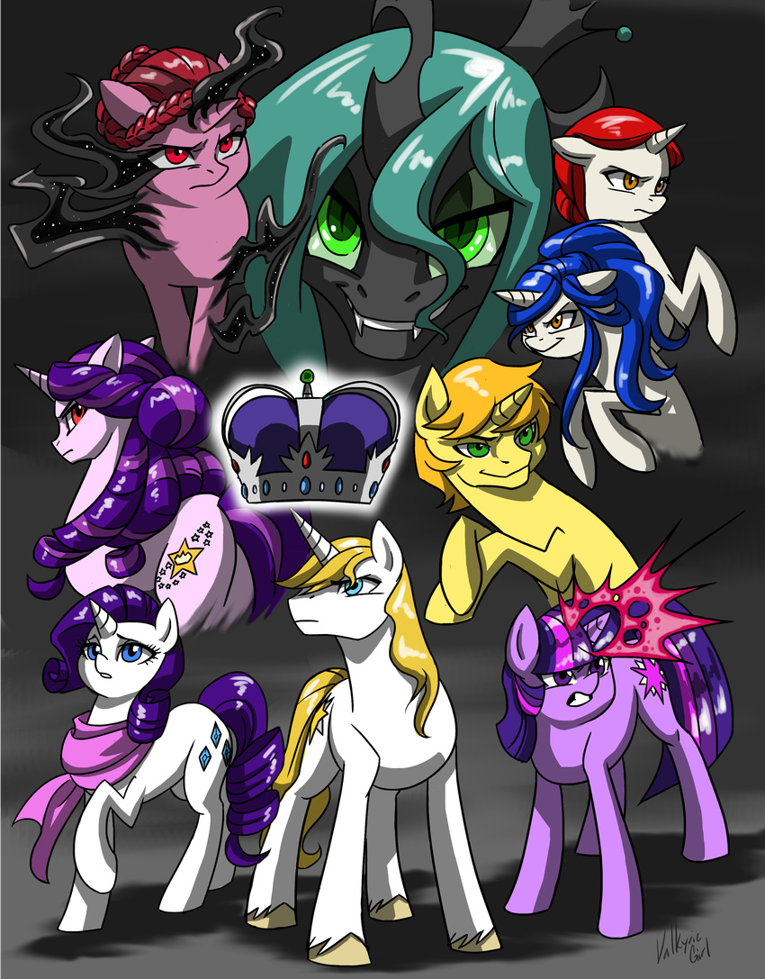 2014 changeling equine fan_character female feral friendship_is_magic group horn horse male mammal my_little_pony prince_blueblood_(mlp) queen_chrysalis_(mlp) rarity_(mlp) twilight_sparkle_(mlp) unicorn valkyrie-girl