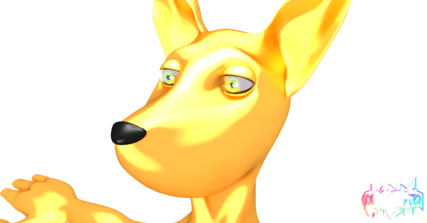 3d ambiguous_gender anthro canine dog fur green_eyes luki13lol mammal plain_background solo white_background yellow_fur