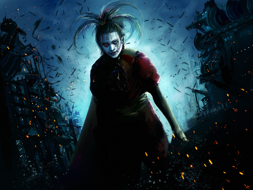 bad_id bad_pixiv_id batman_(series) cefca_palazzo clown final_fantasy final_fantasy_vi highres male_focus parody solo the_dark_knight the_joker wallpaper xilla younger