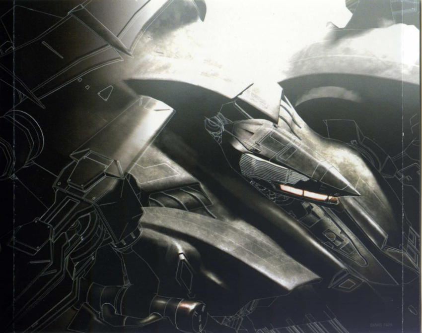 03-aaliyah armored_core armored_core_4 berlioz black_and_white from_software highres mecha monochrome supplice