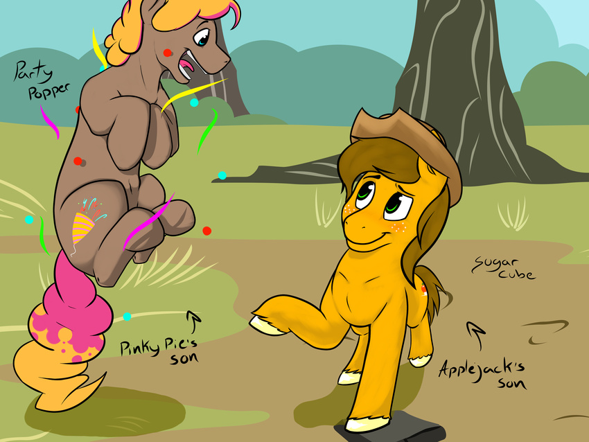 cutie_mark duo equine fan_character freckles hair hat horse male mammal mr.smile my_little_pony open_mouth outside pony