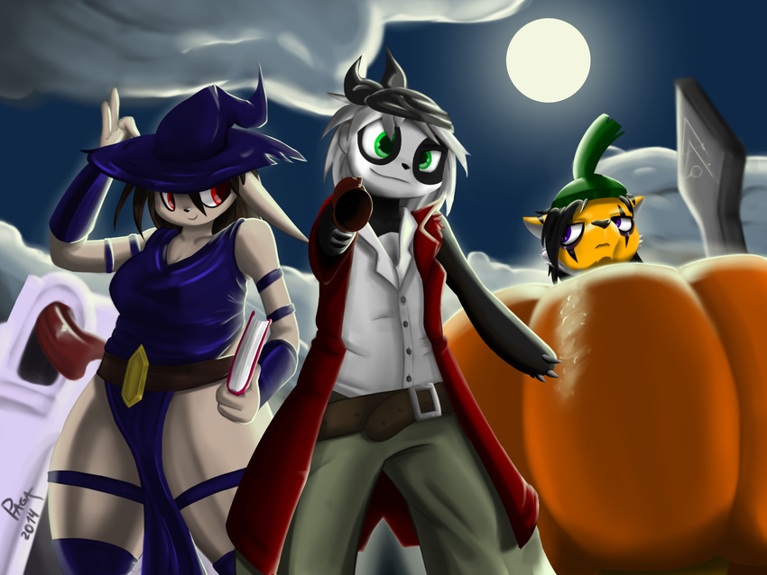 abandoned_town bear clothed clothing costume feline female group halloween happy_3_november hare holidays lagomorph magic_user mammal night panda pandemia pirate plaga pumpkin tiger witch