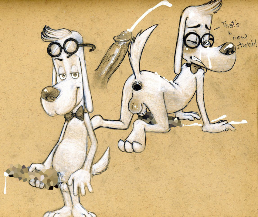 anthro beagle canine disembodied_penis dog dreamworks duo eyewear gay glasses interspecies kneeling male mammal mr._peabody mr._peabody_and_sherman penis solo_focus tush