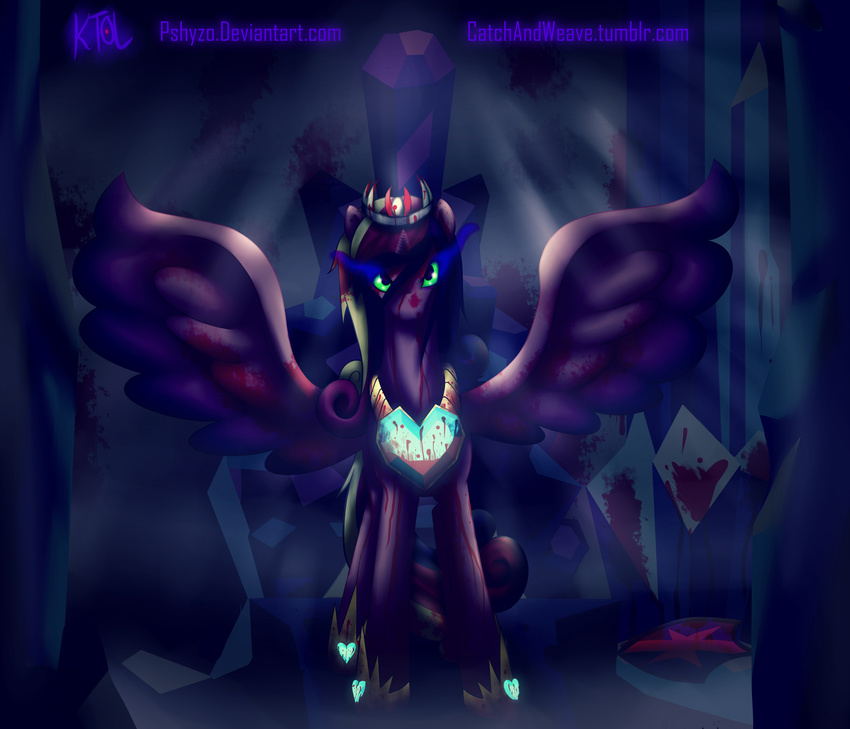 2014 blood equine female feral friendship_is_magic horn looking_at_viewer mammal my_little_pony princess_cadance_(mlp) pshyzo solo winged_unicorn wings
