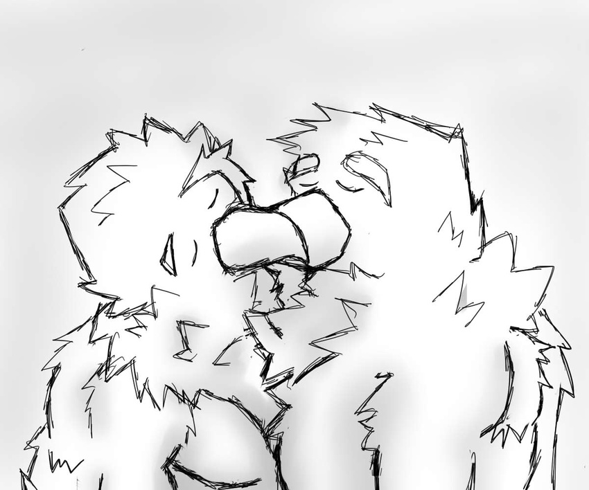 anthro avian beak biceps big_muscles bird crow duo eagle eyes_closed feathers gay kissing male muscles nihaw one_eye_closed pecs sketch topless