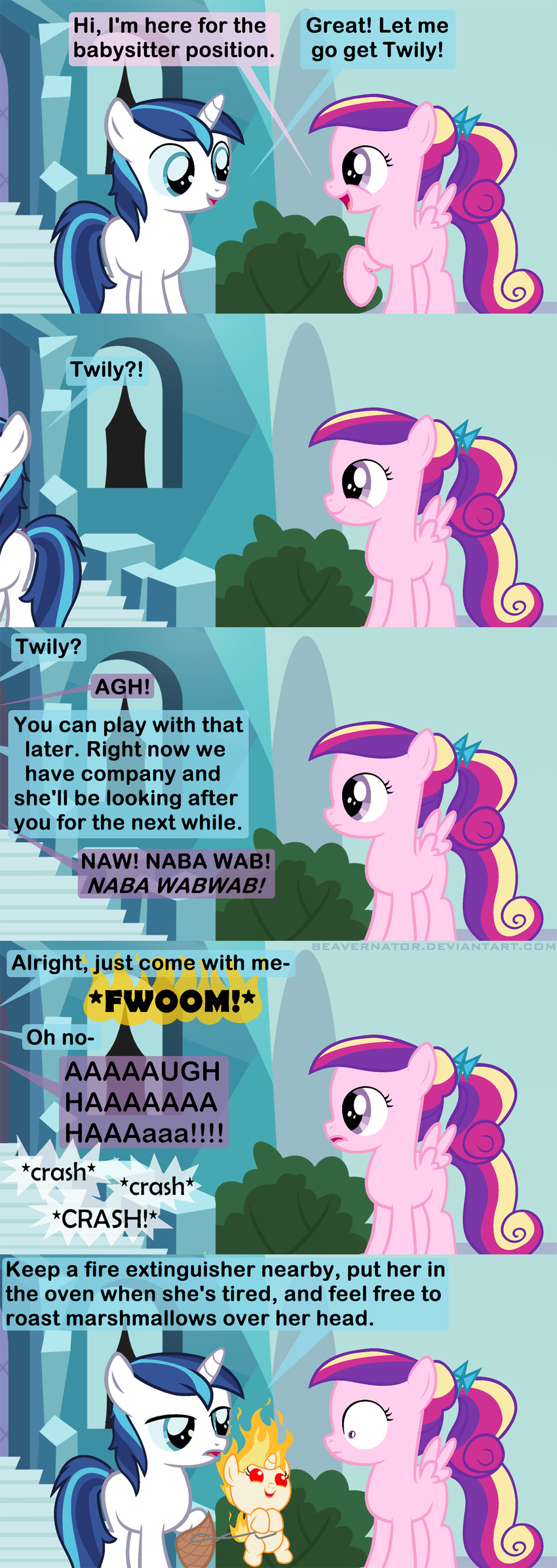 2014 beavernator comic cute dialogue english_text equine female feral fire friendship_is_magic horn male mammal my_little_pony pegasus princess_cadance_(mlp) shining_armor_(mlp) text twilight_sparkle_(mlp) unicorn wings young