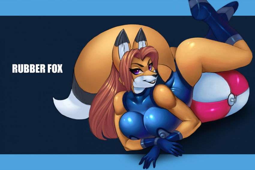 anthro blue_nipples breasts brown_hair canine female fox gloves hair looking_at_viewer mammal nipples purple_eyes sif solo