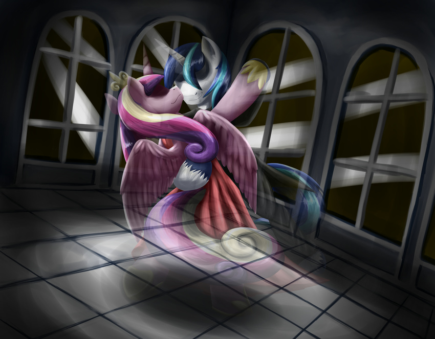2014 dancing duo equine female feral friendship_is_magic horn male mammal my_little_pony otakuap princess_cadance_(mlp) shining_armor_(mlp) smile unicorn winged_unicorn wings
