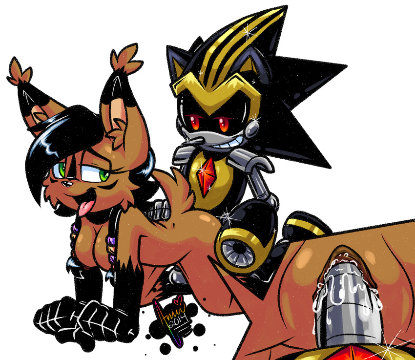 2014 amuzoreh anthro breasts cum cum_in_pussy cum_inside duo female green_eyes machine male mechanical nicole_the_lynx penetration red_eyes robot sega shard_the_metal_sonic sonic_(series) tongue tongue_out vaginal vaginal_penetration