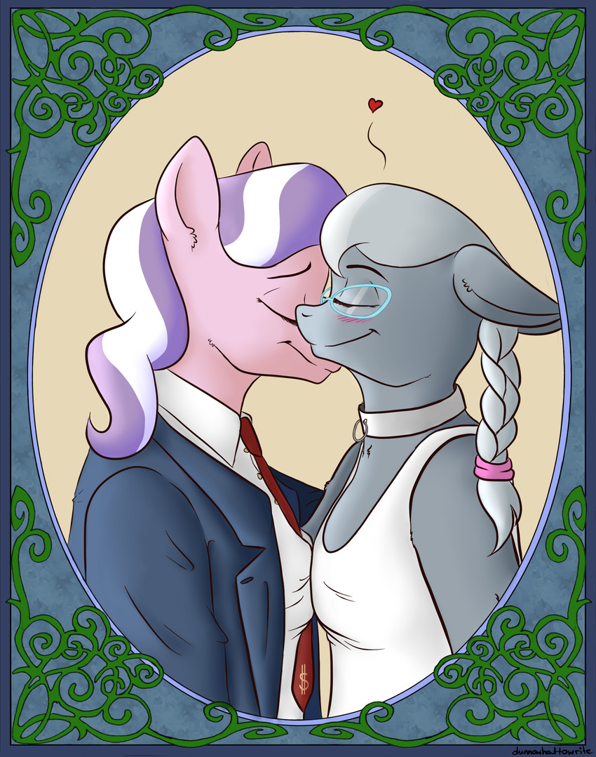 anthro blush collar diamond_tiara_(mlp) dunnowhattowritte equine female friendship_is_magic hair horse lesbian mammal my_little_pony pony silver_spoon_(mlp)