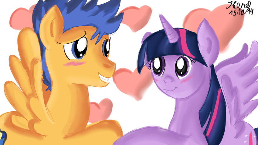 &lt;3 blush equine female feral flash_sentry_(mlp) friendship_is_magic horn horse jbond male mammal my_little_pony pony smile twilight_sparkle_(mlp) winged_unicorn wings