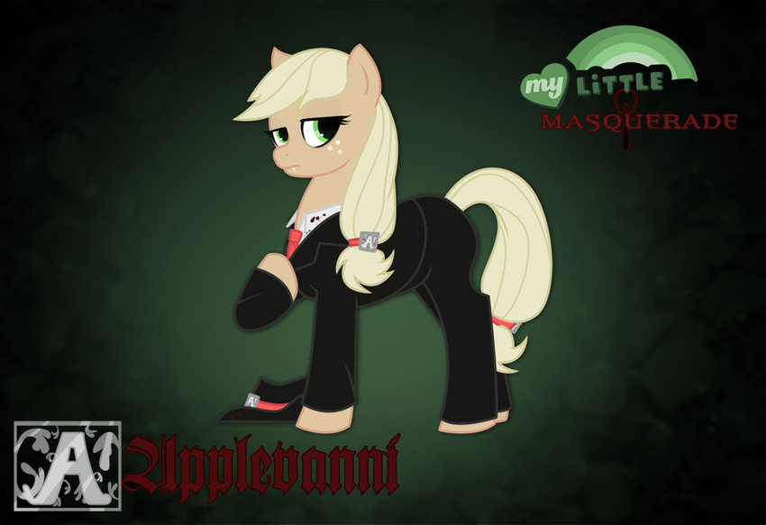 blonde_hair clothed clothing equine female feral freckles friendship_is_magic hair horse long_hair mammal my_little_pony pony ponytail rhanite suit vampire_the_masquerad1e vampire_the_masquerade