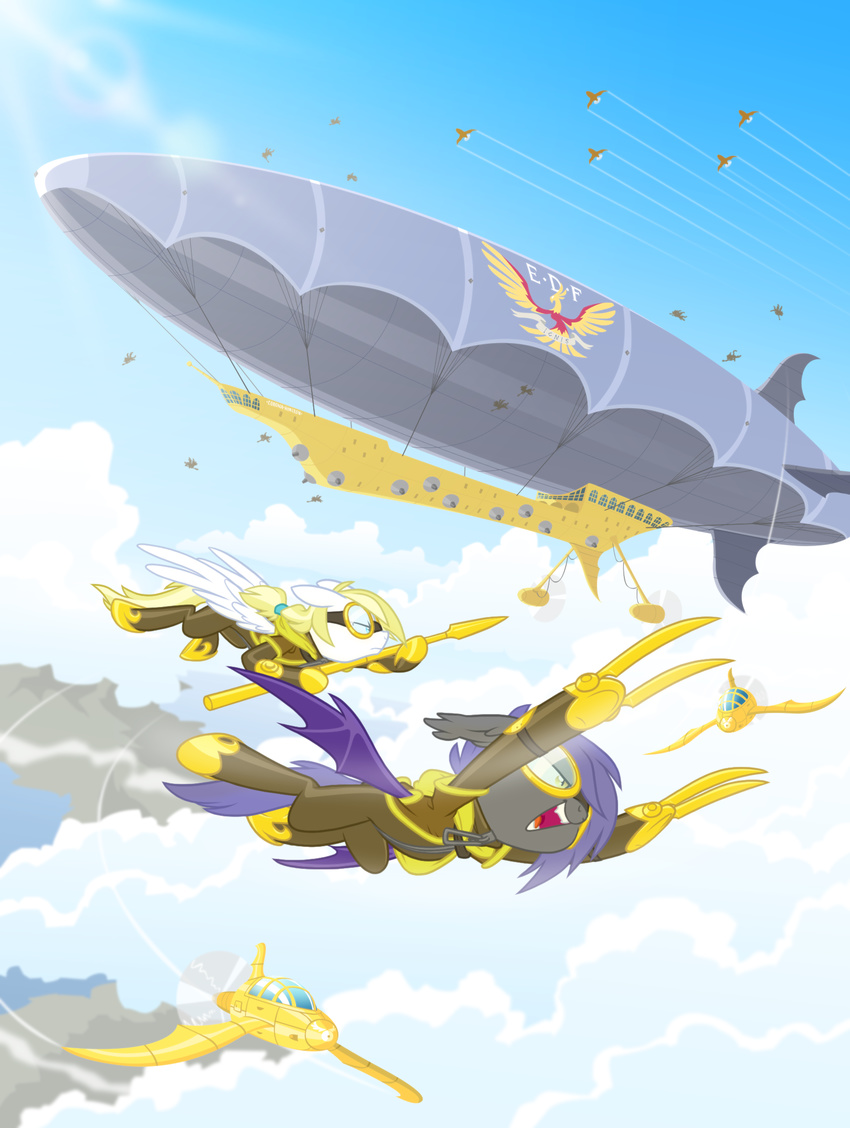 2014 aircraft airplane airship bat_pony blonde_hair claws cloud_skipper_(mlp) equestria-prevails equine eyewear fangs female feral friendship_is_magic goggles hair horse male mammal midnight_blossom_(mlp) my_little_pony open_mouth pegasus polearm pony propeller royal_guard_(mlp) slit_pupils spear suit weapon wings yellow_eyes