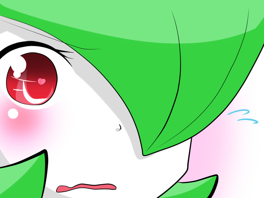 &lt;3 blush fantajii_dm_(artist) female gardevoir green_hair hair humanoid nintendo open_mouth plain_background pok&eacute;mon red_eyes solo video_games