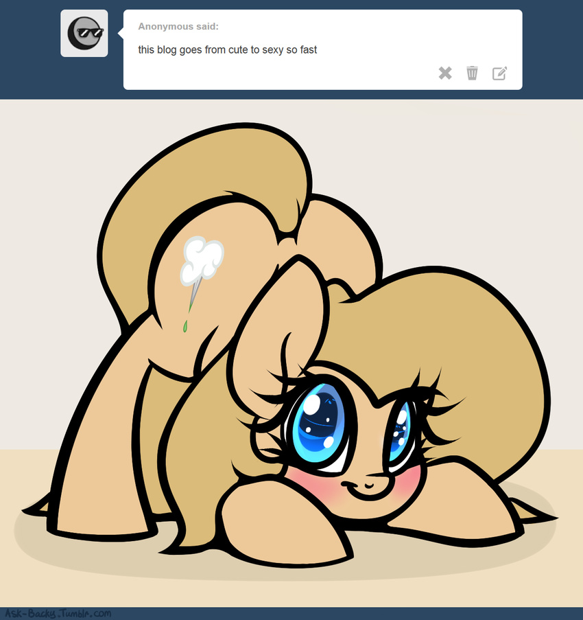 2014 backy big_butt butt cute earth_pony english_text equine fan_character female horse looking_at_viewer mammal my_little_pony pony slavedemorto solo text