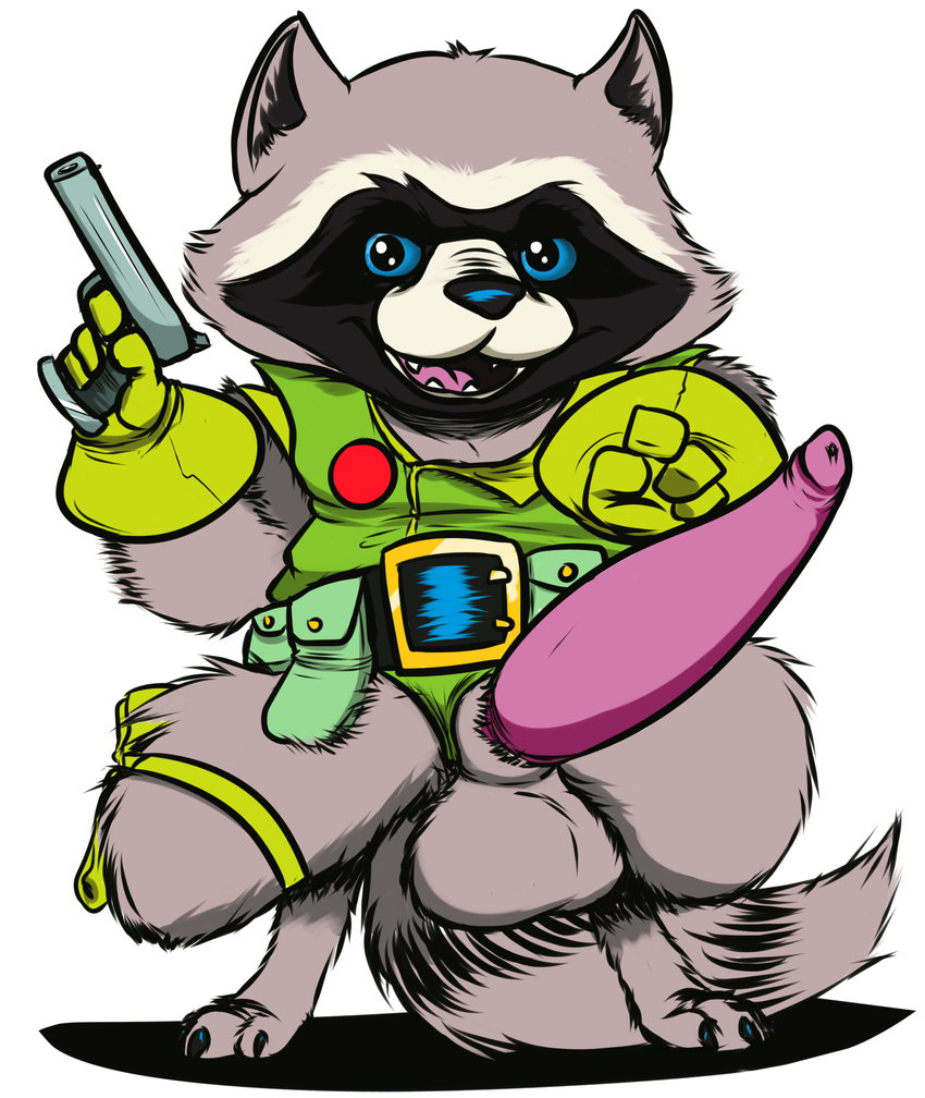 alien anthro balls erection guardians_of_the_galaxy looking_at_viewer male mammal marvel op2 penis raccoon rocket_raccoon solo