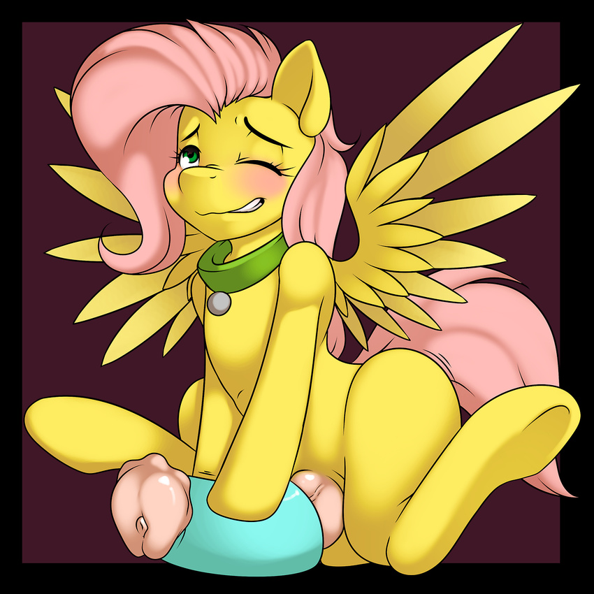 animal_genitalia balls big_penis blush cocksleeve collar dickgirl digital_media_(artwork) duo equine feral fluttershy_(mlp) friendship_is_magic hair horse horsecock intersex kloudmutt mammal masturbation my_little_pony penis pink_hair